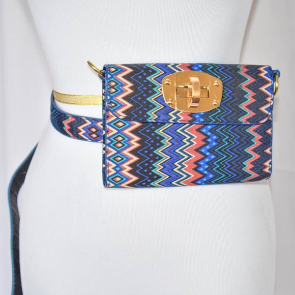 Zig Zag Print All In One Fanny Pack, Bag and Belt - Picture 6 of 7